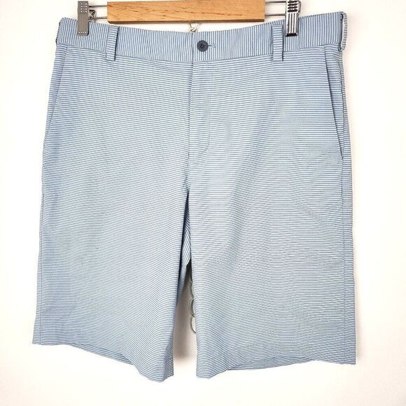 Nike Golf Tour Performance Dri Fit Blue Striped Golf Shorts Chino Mens 32 - Picture 1 of 8